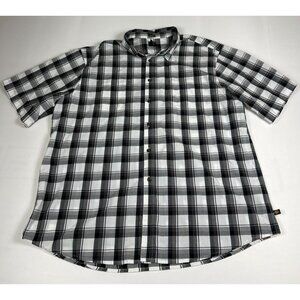 Dickies Men 2XL Black White Plaid Performance Short Sleeve Button Up Shirt